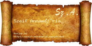 Szeif Annamária névjegykártya